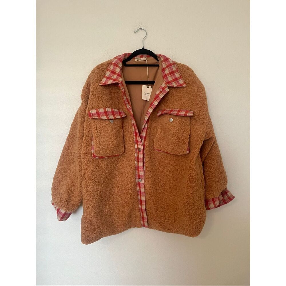 Andthewhy Teddy Sherpa Button Up Shirt Jacket NEW NWT - Picture 2 of 7
